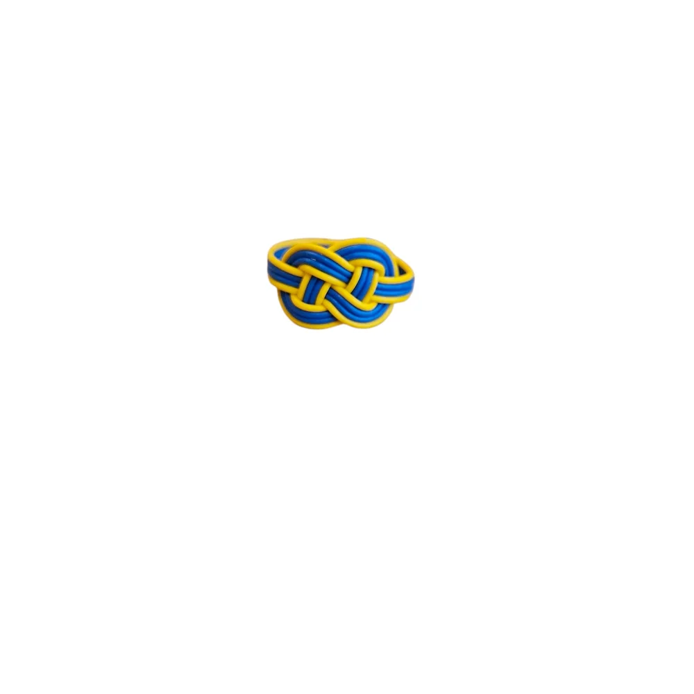NWT - Blue and Yellow Braided Telephone Wire Knot Ring - Size 9